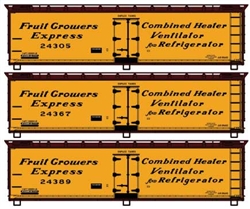 Accurail 8161 HO Early 40' Wood Reefer 3-Pack Kit Fruit Growers Express Early