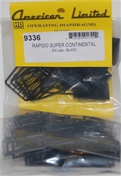 American Limited 9336 HO Operating Diaphragm 6-Pack For Rapido Super Continental Car Black