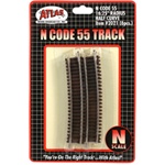 Atlas 2021 N Code 55 Track w/Nickel-Silver Rail & Brown Ties 16-1/4" Radius Half Curve Pkg 6