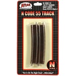 Atlas 2025 N Code 55 Track w/Nickel-Silver Rail & Brown Ties 18-3/4" Radius Half Curve Pkg 6