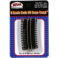 Atlas 2511 N Curved Snap-Track Half 9-3/4" Radius Ties Pkg 6