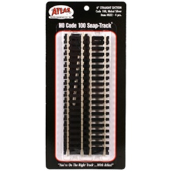 Atlas 822 HO Straight Snap-Track Nickel-Silver Rail 6" Ties Pkg 4