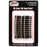 Atlas 835 HO Code 100 Curved Snap-Track Nickel-Silver Rail 1/3 Section 18" Radius Ties Pkg 4