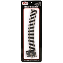 Atlas 845 HO Terminal Section Snap-Track Nickel-Silver Rail 18" Radius Curved Black Ties