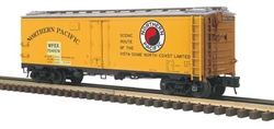 Atlas 3003920 O 40' Steel Reefer 3-Rail Northern Pacific WFEX Patched Boxcar Red North Coast