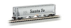 Bachmann 19152 N Canadian Cylindrical 4-Bay Grain Hopper Silver Series Atchison Topeka & Santa Fe