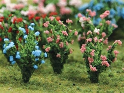 Bachmann 32512 HO Flowering Bushes Pink Blue 1" Tall pkg(8)