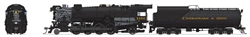 Broadway Limited 7591 HO K-2 Mikado Brass Hybrid Paragon 4 Sound/DC/DCC Chesapeake & Ohio C&O 16-VC Tender #1168