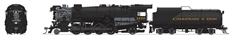 Broadway Limited 7598 HO K-2 Mikado Brass Hybrid Paragon 4 Sound/DC/DCC Chesapeake & Ohio C&O 12-VC Tender #1194