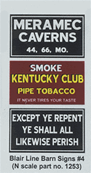 Blair Line 1253 N Barn Sign Decals Set #4 Meramac Caverns Except Ye Repent Kentucky Club