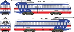 Bowser 12930 HO Kansas City-Style Post-War PCC Streetcar w/LokSound & DCC Executive Line Bicentennial Scheme Pennsylvania #2288