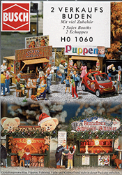 Busch 1060 HO Christmas Concession Stands w/Accessories Kit Pkg 2