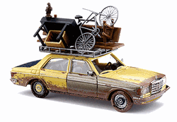 Busch 46858 HO 1977 Mercedes Benz W123 Sedan Assembled W Overloaded Roof Rack Weathered Various Colors