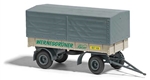 Busch 53355 HO 1967 IFA HL 80 Low-Side Farm Trailer withCanvas Cover- Assembled Wernesgruner German