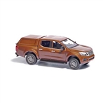 Busch 53706 HO 2015 Nissan Navara/Frontier Crew-Cab Pickup Truck with Cap Assembled Brown White