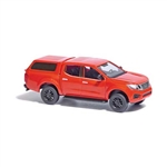 Busch 53707 HO 2015 Nissan Navara/Frontier Crew-Cab Pickup Truck with Cap Assembled Red