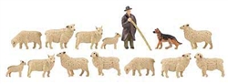 Faller 151901 HO Shepherd with Flock Shepherd Dog 12 Sheep