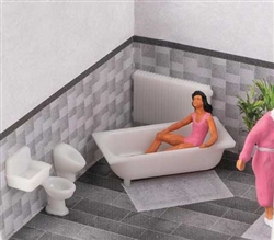 Faller 180993 HO Bathroom Interior Tiles and Fixtures Set Printed Tile Molded Fixtures