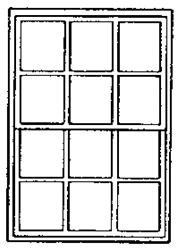 Grandt Line 3704 O Double-Hung Windows 12-Pane Scale 36 x 56" Pkg 4