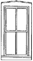 Grandt Line 3720 O Double-Hung Windows Four-Pane Scale 33 x 65" Pkg 4