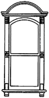 Grandt Line 3732 O Victorian Two-Pane Window Scale 30 x 72" with Arched Top Pediment