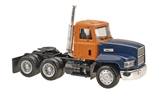 Herpa 15267 HO American Trucks Tractor Only Mack CH 603 Conventional w/Short Chassis Dual Rear Org/Blue