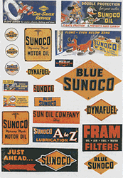 JL Innovative 237 HO Vintage Gas Station Signs Sunoco 1940-50s Pkg 42