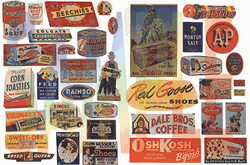 JL Innovative 426 HO Vintage Detail Signs Package of 37 Food/Household Signs 40's-50's