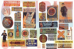 JL Innovative 427 HO Vintage Detail Signs Package of 30 Tobbacco/Cigar/Beer Signs 30's-50's