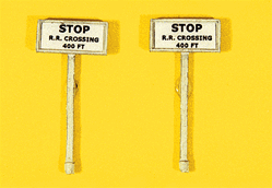 JL Innovative 839 HO Custom Railroad Right-of-Way Signs Stop Railroad Crossing 400 Feet Pkg 2