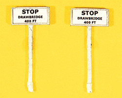 JL Innovative 847 HO Custom Railroad Right-of-Way Signs Stop Drawbridge 400 Feet Pkg 2