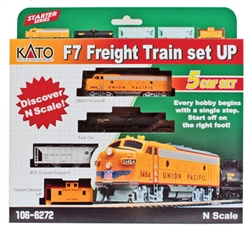 Kato 1066272S N Diesel Freight Train-Only Set Sound and DCC Union Pacific F7 Tank Car 2 Covered Hoppers Cupola Caboose