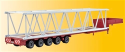 Kibri 15710 HO Wiesbauer 5-Axle Low-Boy Trailer w/Crane Boom Load Kit Red