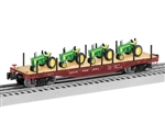 Lionel 2426140 O 40' Flatcar with Tractor Load 3-Rail Milwaukee Road #866981 4 John Deere Tractors