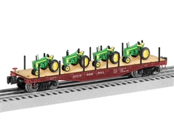 Lionel 2426140 O 40' Flatcar with Tractor Load 3-Rail Milwaukee Road #866981 4 John Deere Tractors