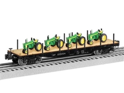 Lionel 2426160 O 40' Flatcar with Tractor Load 3-Rail Northern Pacific #200204 4 John Deere Tractors