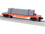 Lionel 2428290 O Flatcar with Steel Beam Load- 3-Rail Superman Steel #28290