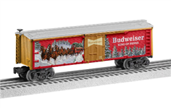 Lionel 2428400 O Wood Reefer 3-Rail Anheuser-Busch Budweiser #28400 Clydesdales Christmas