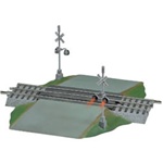 Lionel 612052 O FasTrack Track w/Roadbed 3-Rail Grade Crossing w/Flashers & Bell 10" Straight w/6-1/4" Wide Road