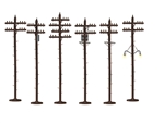 Lionel 637939 O Scale Telephone/Utility Poles w/LightsKit pkg(6) 2 w/Transformer Details, 1 w/Working Lights 7-1/2" Tall