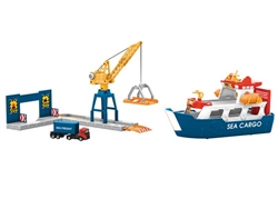 Marklin 72223 HO Freight Ship and Harbor Crane Set My World Ship Truck Container Pier and Crane