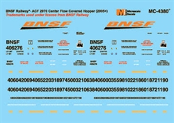 Microscale 4380 HO Burlington Northern & Santa Fe BNSF Mini-Cal ACF Center Flow Covered Hoppers 2005+