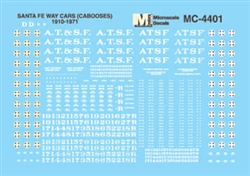 Microscale 4401 HO Atchison Topeka & Santa Fe ATSF Mini-Cal Way Cars Cabooses 1910-1971