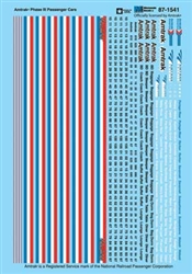 Microscale 871541 HO Railroad Decal Set Amtrak Phase III Passenger Cars