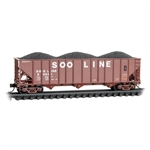 Micro Trains 108 00 560 N 100-Ton 3-Bay Ribside Open Hopper w/Coal Load Soo Line #60841