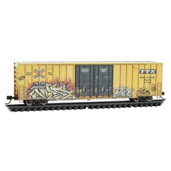 Micro-Trains 123 44 017 N 60' Rib-Side Double-Plug-Door High-Cube Boxcar TTX #665661 Weathered Graffiti