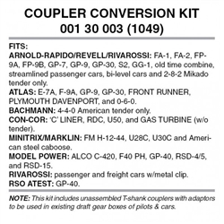 Micro Trains 001 30 003 Rivarossi/Arnold Atlas Coupler Conversion