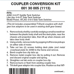 Micro Trains 001 30 005 Locomotive Coupler Conversion Kits Life Like/AHM 0 6 0T Saddle Tank Switcher