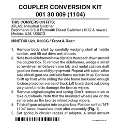 Micro Trains 001 30 009 Locomotive Coupler Conversion Kits Trix U28 U30 & 2 10 0 Tender Atlas Industrial Switcher