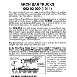 Micro Trains 003 02 000 Archbar Trucks Less Couplers 1 Pair